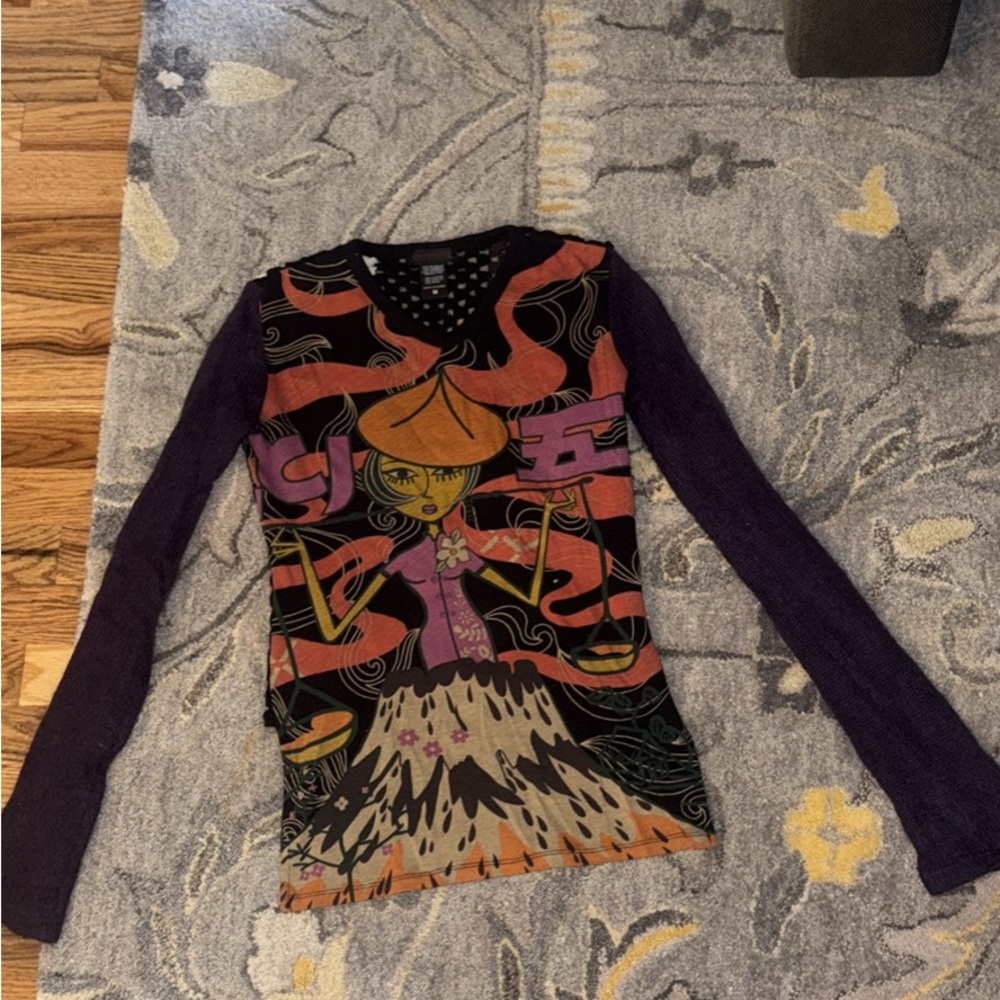 Custo Barcelona Black and Gray Knit Top